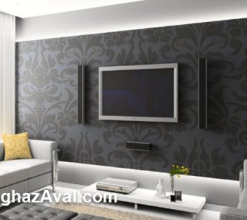 کاغذ دیواری ساده و شیک پشت تلویزیون
