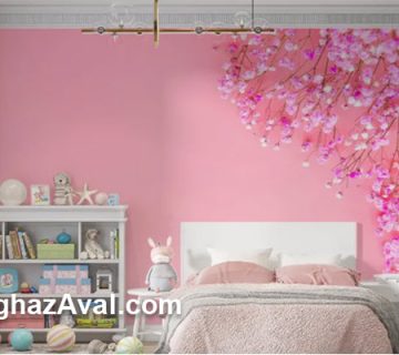 کاغذ دیواری اتاق خواب لاکچری دخترانه